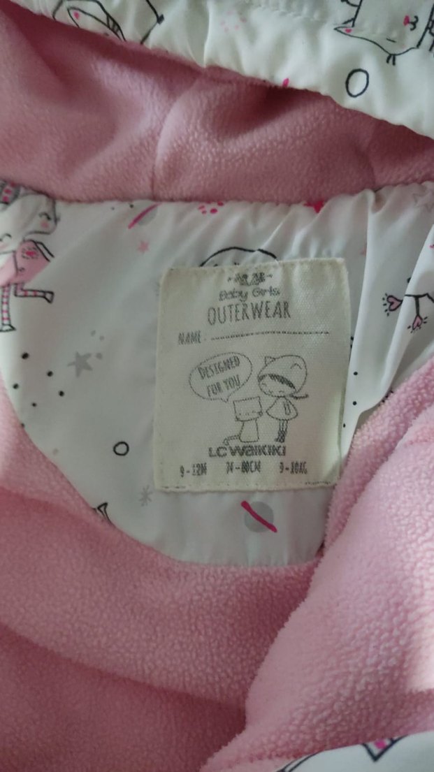 Kız Çocuk Kapüşonlu Baskılı Şişme Yelek - Görsel 3