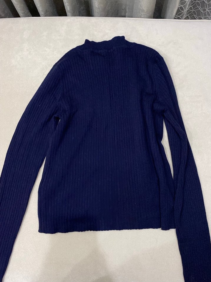 Koyu Mavi Kız Örme Sweatshirt - Görsel 2