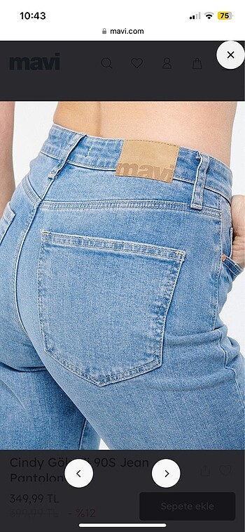 36 Beden mavi Renk Mavi Mom Jean