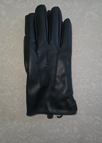Dikiş Detaylı Siyah Deri Kadın Eldiven - Görsel 6
