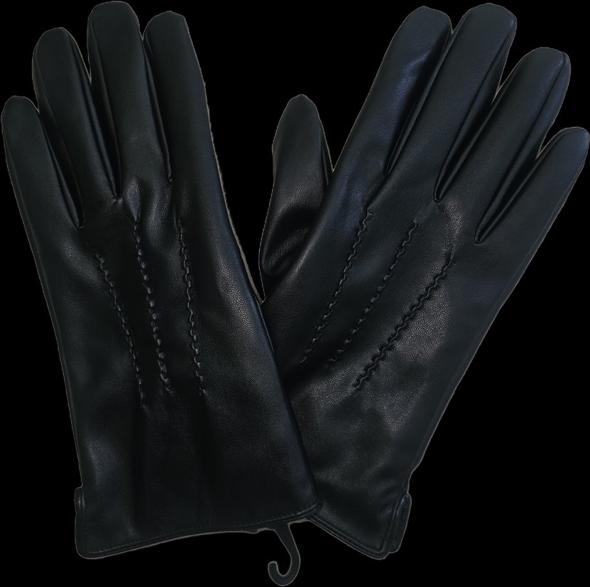 Dikiş Detaylı Siyah Deri Kadın Eldiven - Görsel 2