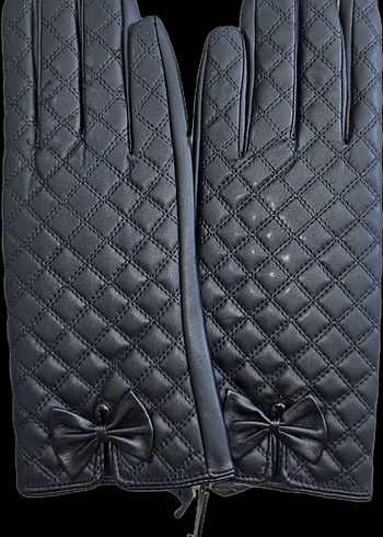 Ekose Detaylı Siyah Deri Biker Eldiven - Görsel 4