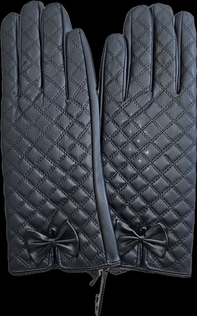 Ekose Detaylı Siyah Deri Biker Eldiven - Görsel 4