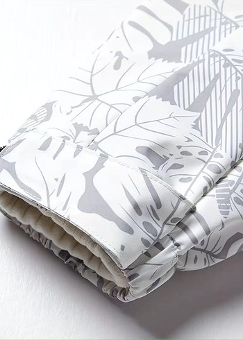 Yaprak desenli çift Ceketli Mont - Görsel 3