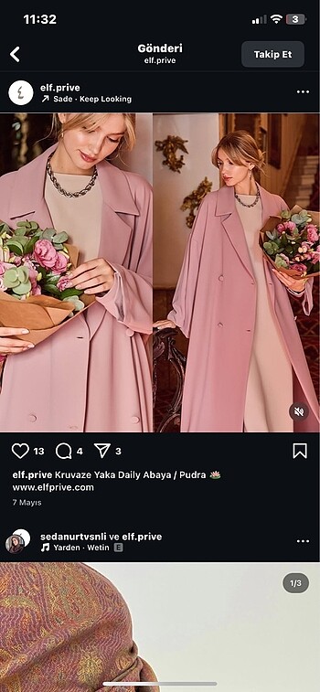 l Beden pembe Renk Abaya pudra