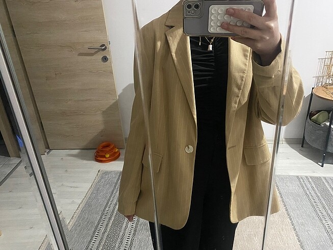 Çizgili blazer ceket