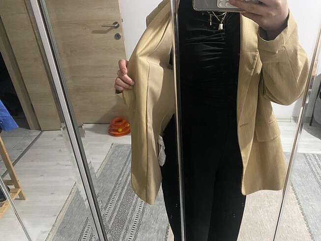 s Beden Çizgili blazer ceket