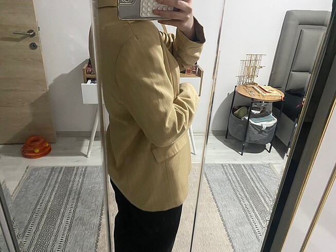 s Beden kahverengi Renk Çizgili blazer ceket