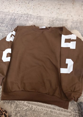 Kahverengi Baskılı Kadın Sweatshirt