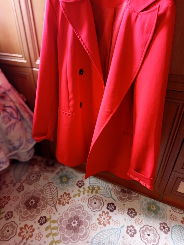 Düğmeli Kırmızı Kadın Blazer Ceket - Görsel 2