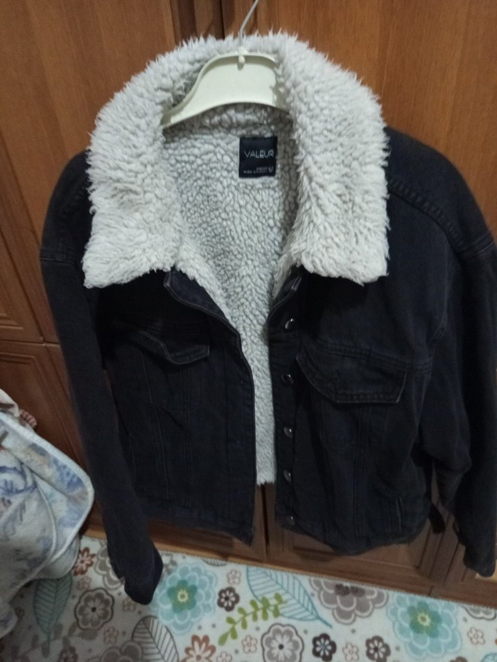 Kadın Gri Suni Kürk Detaylı Denim Ceket - Görsel 2