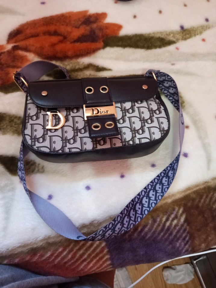 Kemer Tokalı Gri Baskılı Kadın Çanta - Görsel 2