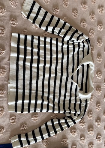 Çizgili, V Yaka, Uzun Kollu Kadın Kazak - Görsel 2