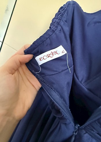 Lacivert Drapeli Uzun Abiye Elbise tek omuz - Görsel 6