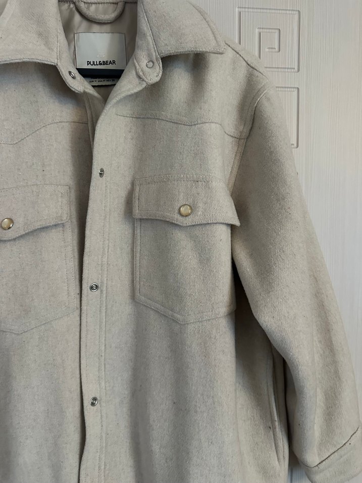 Bej Kadın Keten Midi Kaban - Görsel 2