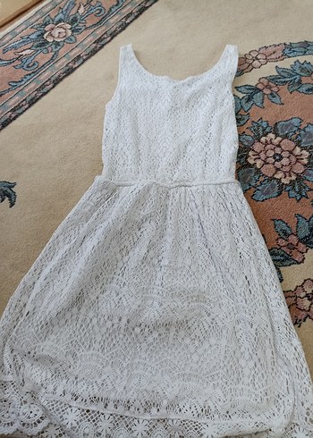 s Beden beyaz Renk Dantel Detaylı Beyaz kısa Örgü Elbise