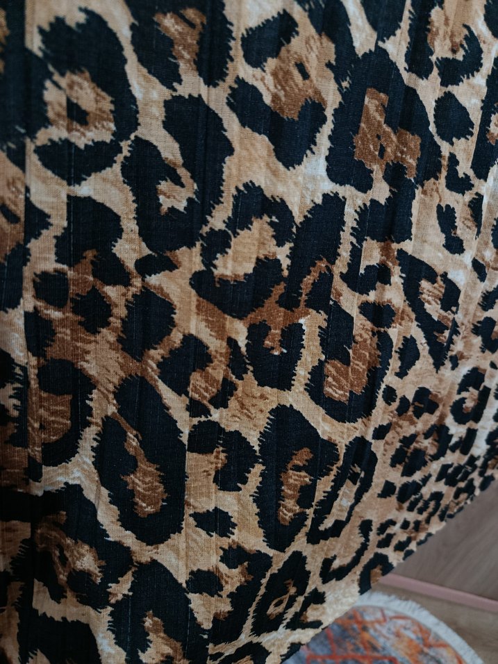 Kahverengi Leopar Desenli Kadın Uzun Pilili Etek - Görsel 4