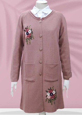 Uzun Örgü Kadın Hırka Nakışlı - Görsel 3