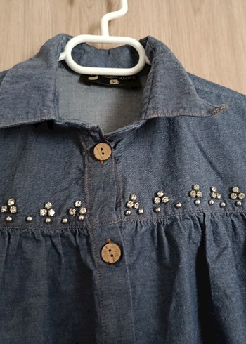 Düğmeli Lacivert Uzun Kot Trenç - Görsel 2