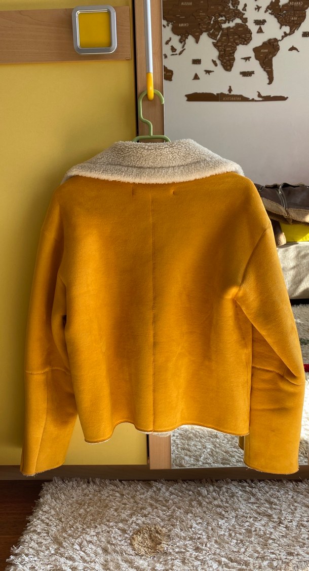 Kürklü Sarı Süet Kadın Ceket - Görsel 4