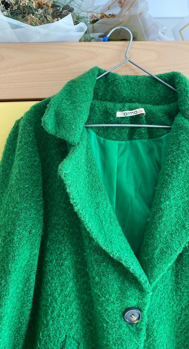 Yeşil Tek Düğmeli Kaban - Görsel 2