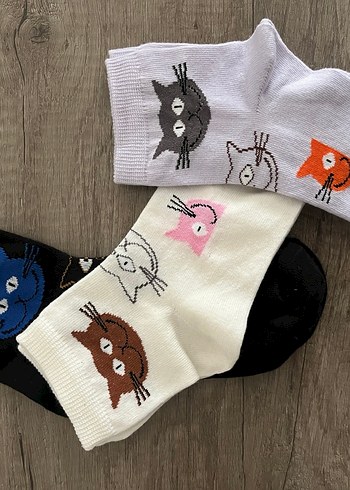 Kedi desenli çorap