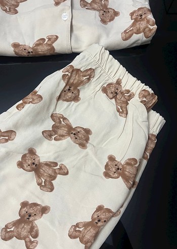 m Beden beyaz Renk Ayıcıklı pijama takımı