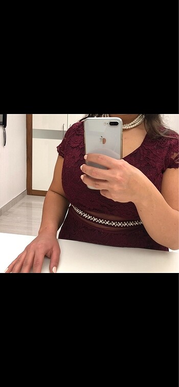 Bordo abiye elbise