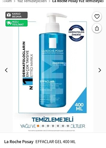  Beden Renk La Roche-Posay Effaclar yüz temizleme jeli