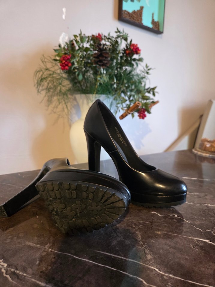 Siyah Platform Topuklu Kadın Stiletto - Görsel 2