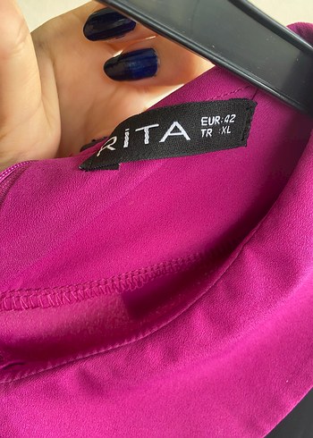 xl Beden Mor Siyah Düğmeli Uzun Kollu Midi Tunik