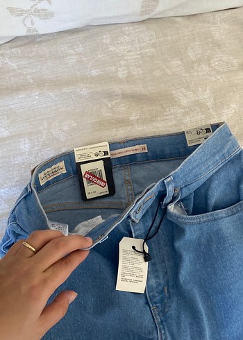 Düğmeli Kadın Mavi Denim Pantolon - Görsel 2