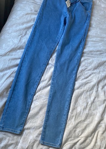 Düğmeli Kadın Mavi Denim Pantolon - Görsel 4