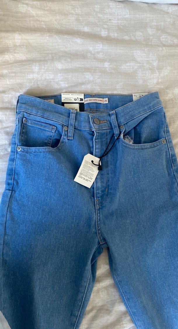 Düğmeli Kadın Mavi Denim Pantolon - Görsel 5