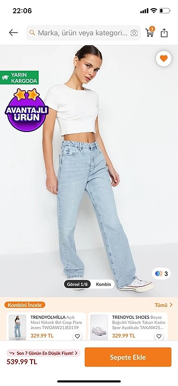 Trendyolmilla wide leg yüksek bel jean