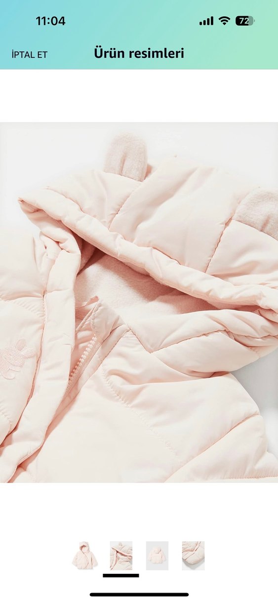 Benetton içi polarlı ayıcık kulaklı mont - Görsel 2