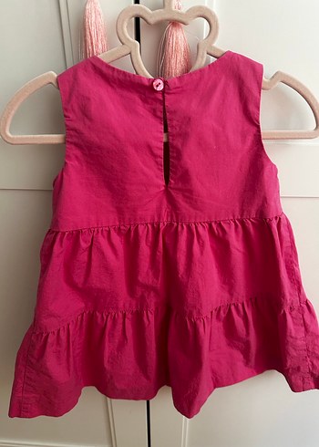 Kız Çocuk Pembe Keten Fırfırlı Elbise - Görsel 3