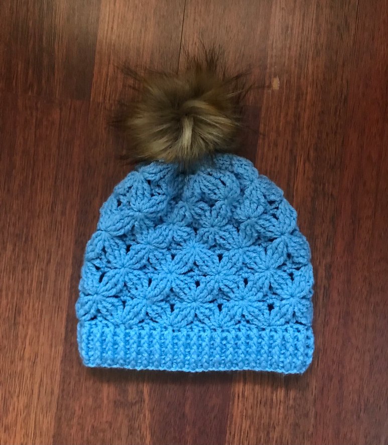 Mavi Örgü Ponponlu Kadın Bere - Görsel 2