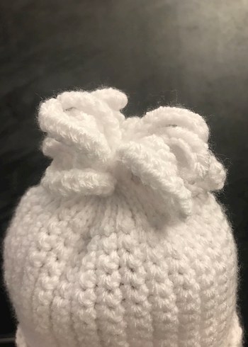 Beyaz Örgü Bebek Bere - Görsel 2