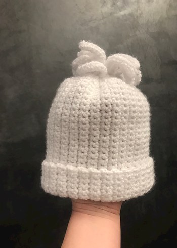 Beyaz Örgü Bebek Bere - Görsel 3