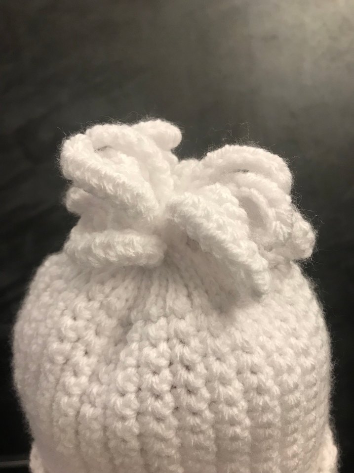 Beyaz Örgü Bebek Bere - Görsel 2