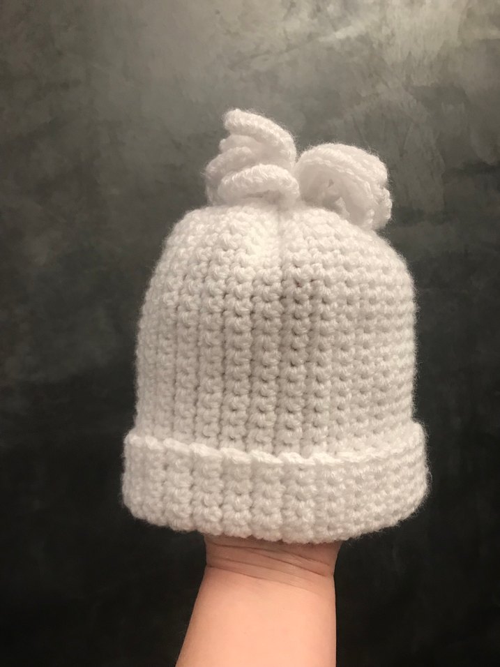 Beyaz Örgü Bebek Bere - Görsel 3