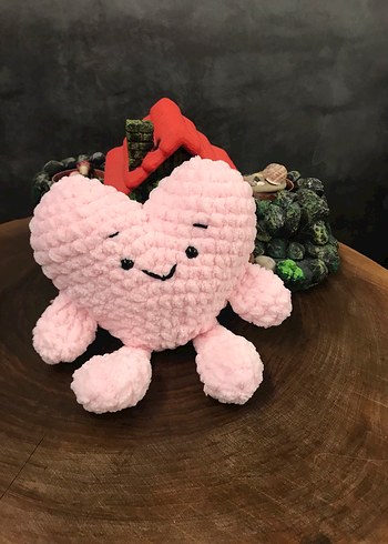 Pembe Peluş Kalp Oyuncak & II Love You - Görsel 2