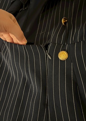 Lacivert Çizgili Uzun Kadın Tulum - Görsel 5