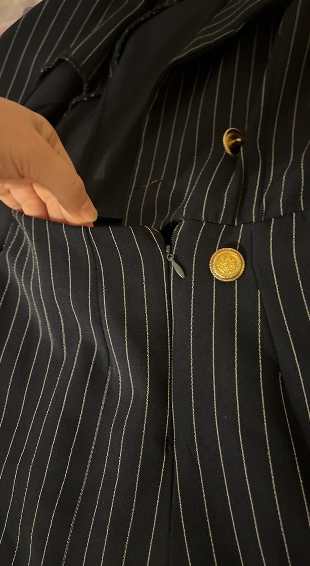 Lacivert Çizgili Uzun Kadın Tulum - Görsel 5