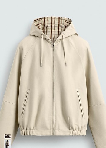 Kapüşonlu Bej Keten Ceket - Görsel 2