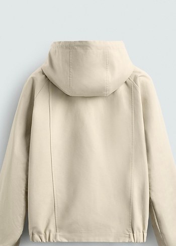 Kapüşonlu Bej Keten Ceket - Görsel 3