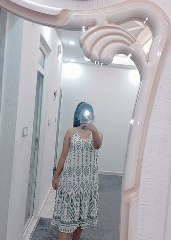 Askılı Bohem Midi Elbise