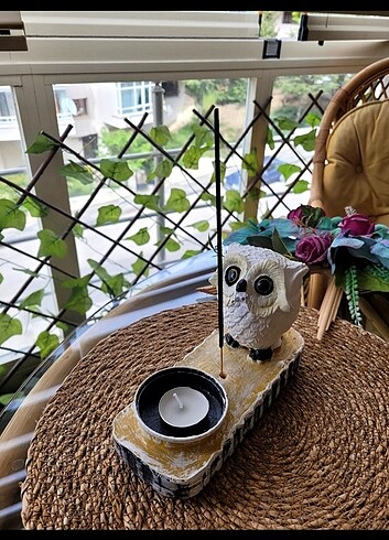 Baykuş Figürlü Mumluk ve Tütsülük - Görsel 6