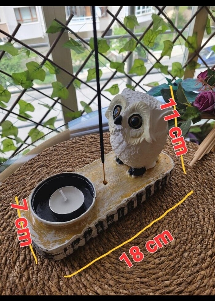 Baykuş Figürlü Mumluk ve Tütsülük  - Görsel 3